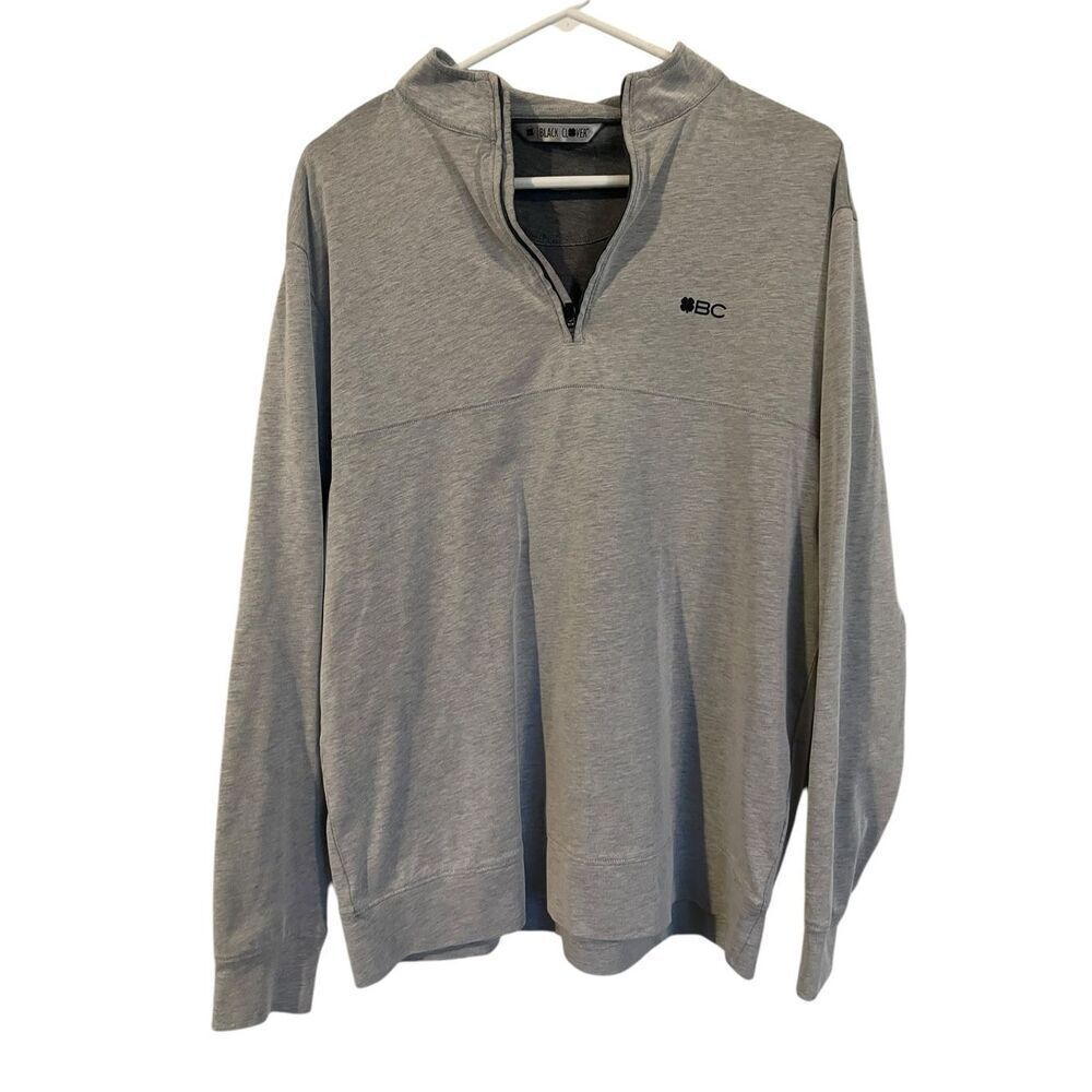 Black Clover Mens Gray 1/4 Zip Dri Balance Vivid Luck Performance Shirt Size Lar